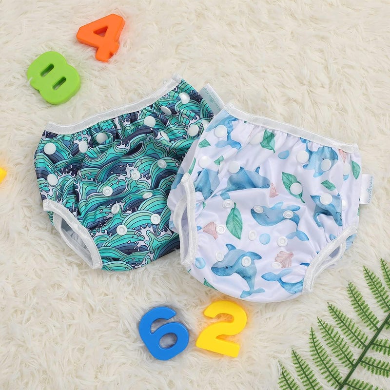 storeofbaby Reusable Swim Diapers Covers Waterproof Swimming Pants for 8-36lbs Unisex Baby Pack of 2 - Image 2